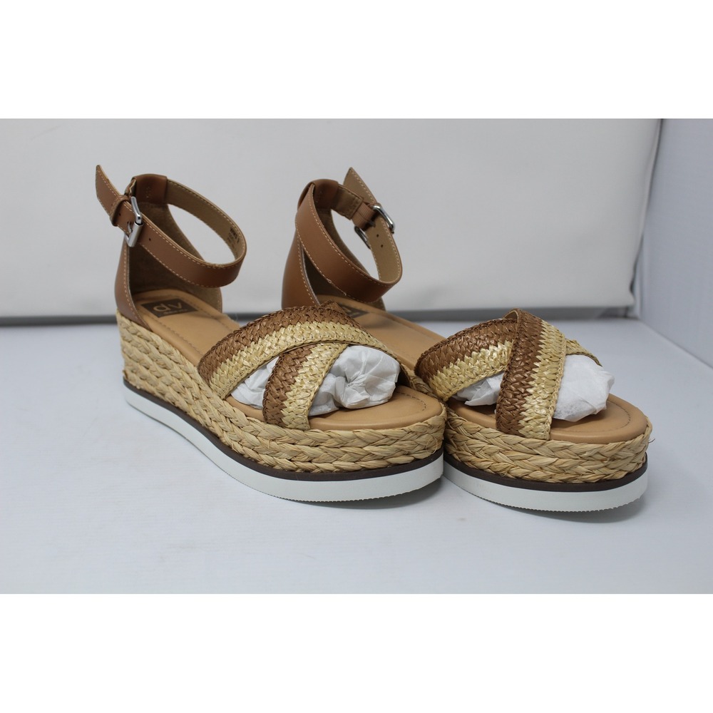 DV Dolce Vita Odell Cafe Brown Woven Espadrille Platform Wedge Sandals 9